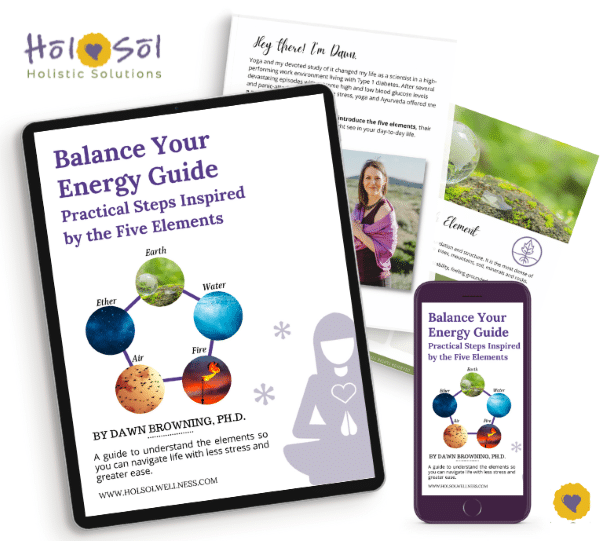 5 elements V3 ebook mockup 600x541px Mockup with Balance Your Energy Guide ebook cover on a tablet and cell phone with two sample pages