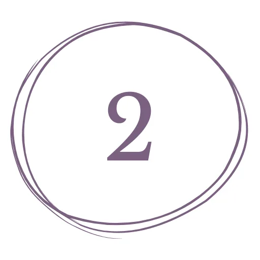 A purple number 2 is centered inside a roughly drawn purple circle on a white background.