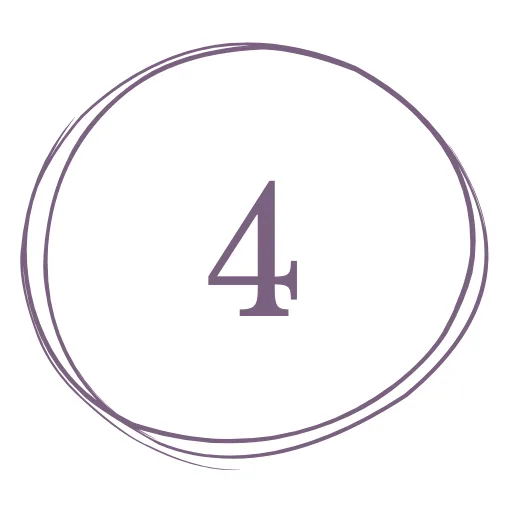 A purple number 4 centered inside a roughly drawn circular outline on a white background.