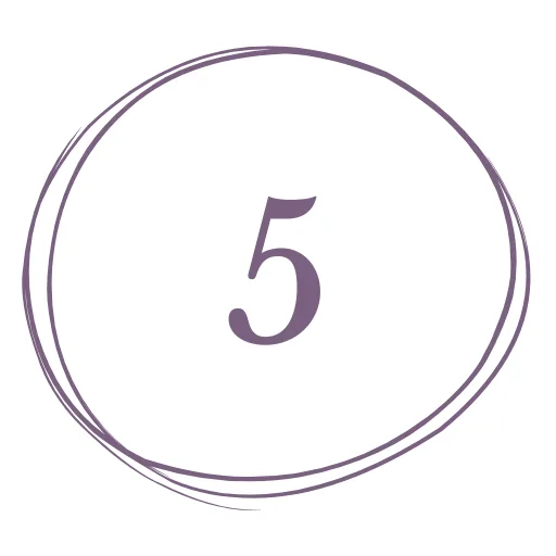 The number 5 in purple centered inside a hand-drawn, double-line circle on a white background.